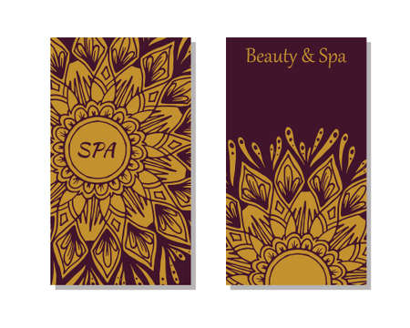 Cards template for spa salon. Beauty studio.  editable template with front and back side.のイラスト素材