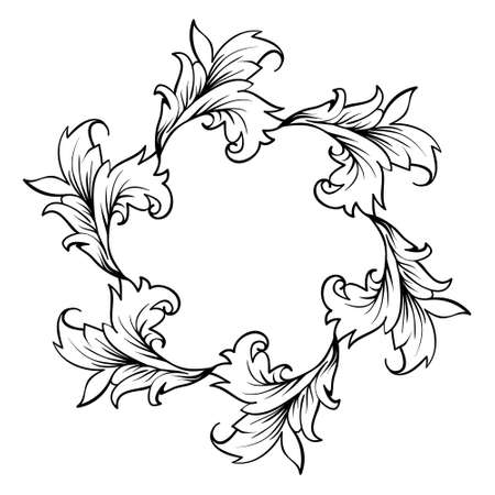 Baroque damask design frame. Vintage pattern in retro style.   illustration. Perfect for cards, background and printのイラスト素材