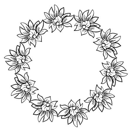 Baroque damask design frame. Vintage pattern in retro style.   illustration. Perfect for cards, background and printのイラスト素材