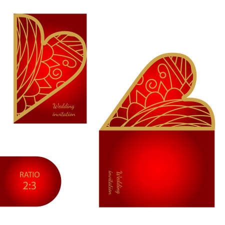 Flower mandala wedding invitation - gold  pattern. Perfect for laser cutting.のイラスト素材