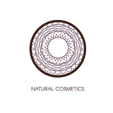 Organic cosmetic mono line logo design templates. Made in . Perfect for packaging and wrapping paperのイラスト素材