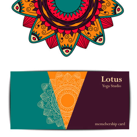 Gift card template for yoga studio or yoga class. Yoga retreat.  editable templateのイラスト素材