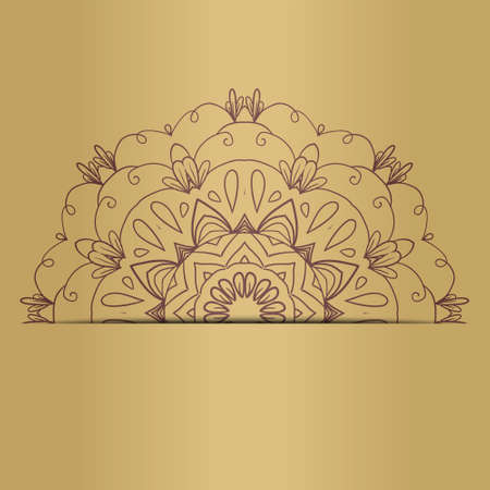 mandala for invitations and adults. Made by trace from personal hand drawn sketch. Flower on golden backgroundのイラスト素材