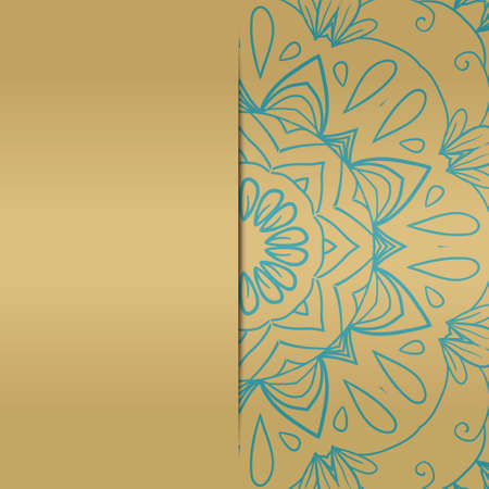 mandala for invitations and adults. Made by trace from personal hand drawn sketch. Flower on golden backgroundのイラスト素材