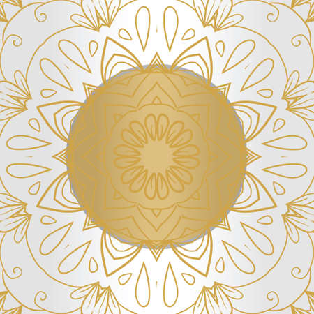 mandala for invitations and adults. Made by trace from personal hand drawn sketch. Flower on golden backgroundのイラスト素材