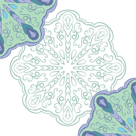 Tile with flower mandala for cards, invitations and coloring book. Boho styleのイラスト素材