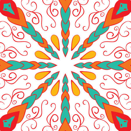 Tile with flower mandala for cards, invitations and coloring book. Boho styleのイラスト素材