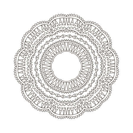Zentangle mandala for coloring book and adults. Made by trace from personal hand drawn sketch. Black and whiteのイラスト素材