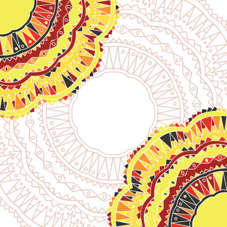 Tile with flower mandala for cards, invitations and coloring book. Boho styleのイラスト素材