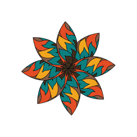 Tile with flower mandala for cards, invitations and coloring book. Boho styleのイラスト素材