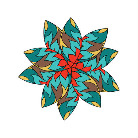 Tile with flower mandala for cards, invitations and coloring book. Boho styleのイラスト素材