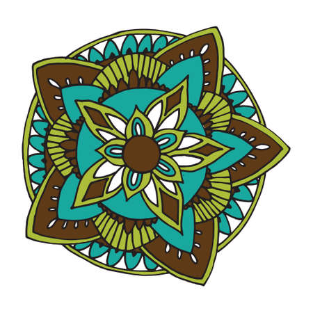 Zentangle mandala for coloring book and adults. Made by trace from personal hand drawn sketch.のイラスト素材