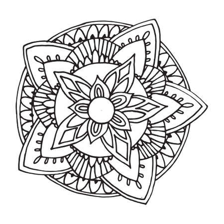mandala for coloring book and adults. Made by trace from personal hand drawn sketch.のイラスト素材