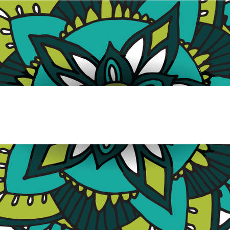 Unusual card template with flower mandala. Perfect for invitation, certificate, prints.のイラスト素材