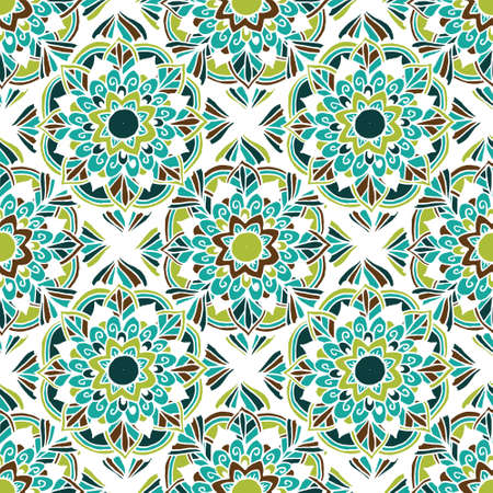 Mandala seamless pattern for coloring book and adults. Made by trace from personal hand drawn sketch.のイラスト素材