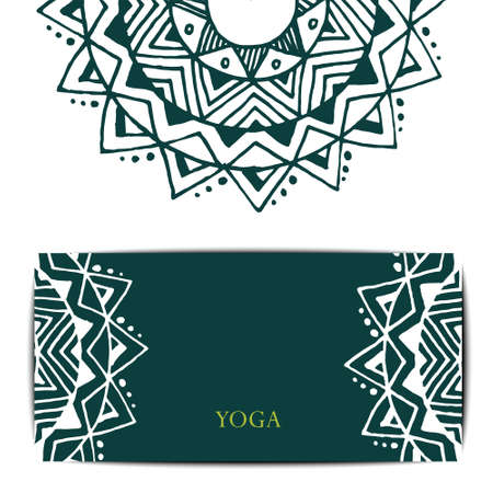 Gift card template for studio or class yoga retreat.  editable patternのイラスト素材