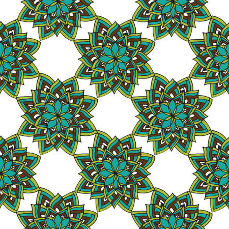 Mandala seamless pattern for coloring book and adults. Made by trace from personal hand drawn sketch.のイラスト素材
