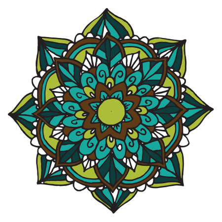 Zentangle mandala for coloring book and adults. Made by trace from personal hand drawn sketch.のイラスト素材