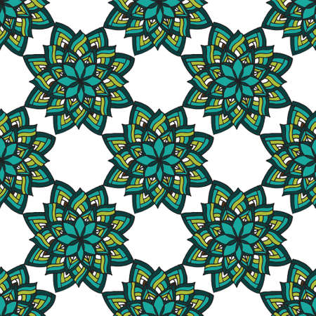 Mandala seamless pattern for coloring book and adults. Made by trace from personal hand drawn sketch.のイラスト素材