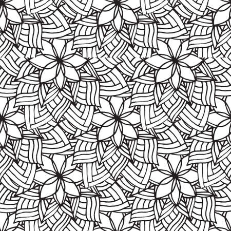 Mandala seamless pattern for coloring book and adults. Made by trace from personal hand drawn sketch.のイラスト素材