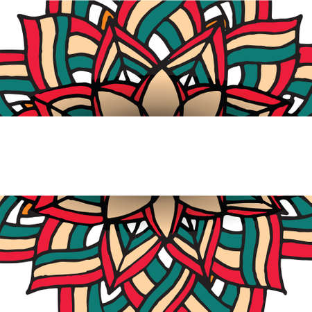 Unusual card template with flower mandala. Perfect for invitation, certificate, prints.のイラスト素材