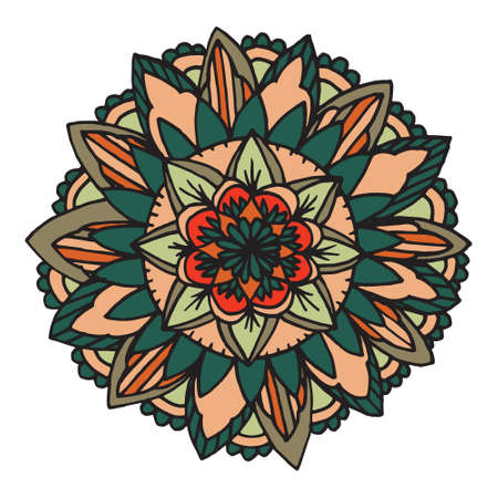 Zentangle mandala for coloring book and adults. Made by trace from personal hand drawn sketch.のイラスト素材