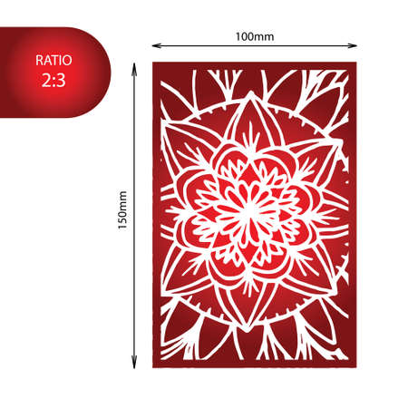 Flower mandala wedding invitation - hand drawn zentangle pattern. Perfect for laser cutting.のイラスト素材