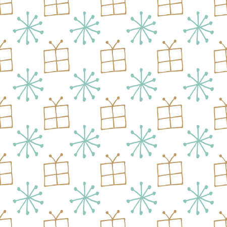 Abstract hand drawn Christmas pattern. Scandinavian style.  illustration. Perfect for textile.の写真素材