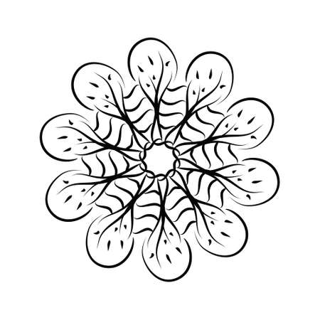 Ink mandala for coloring book and adults. Made by trace from personal hand drawn sketch. Black and whiteの写真素材