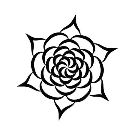 Ink mandala for coloring book and adults. Made by trace from personal hand drawn sketch. Black and whiteの写真素材