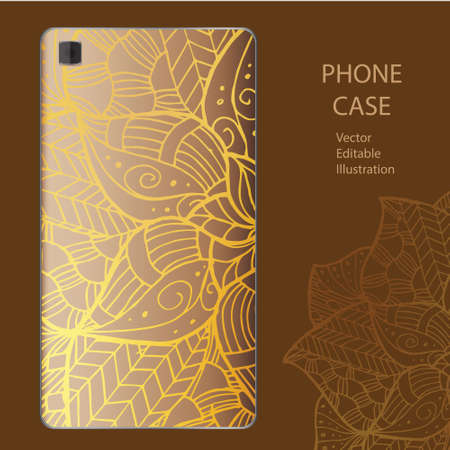 Phone case mockup with mandala in . Editable template for your designの写真素材