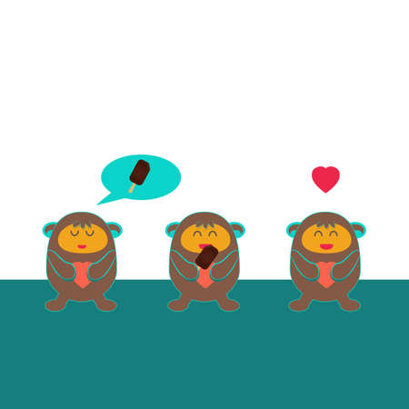 Cute bear with ice-creamのイラスト素材