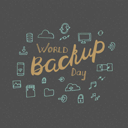 World backup day poster, hand drawn styleのイラスト素材