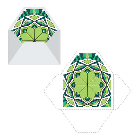 Mandala pattern sleeve cutting machine template. Ready for print. Isolated vector.のイラスト素材