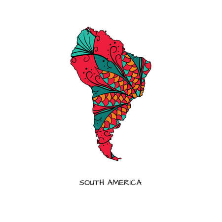 Map of South America in hand drawn styleのイラスト素材