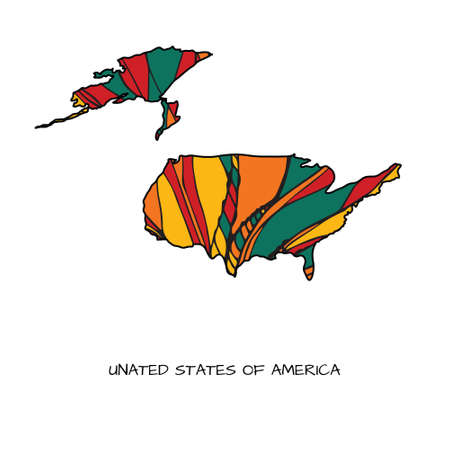 Map of USA in hand drawn styleのイラスト素材