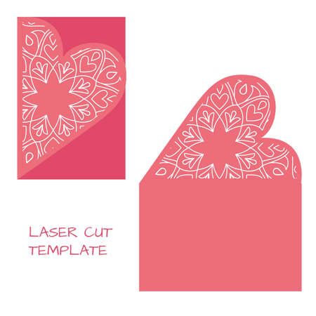 Laser cut template in hand drawn style for wedding invitation and card design. Vector illustrationのイラスト素材