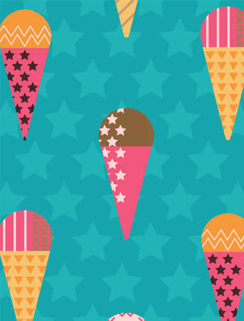 Organizer Cover in Scandinavian Style with Ice-cream Pattern. Perfect for Print, Template, Book....