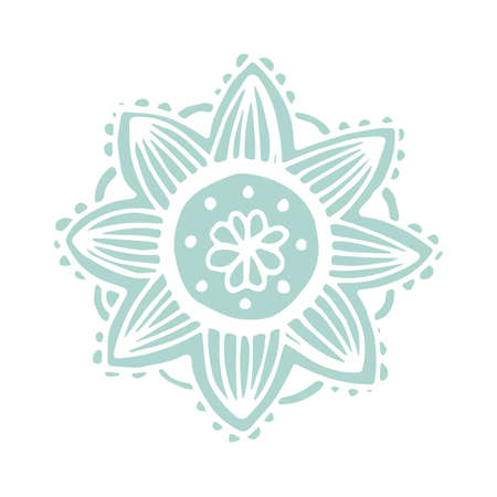 Flower mandala in hand drawn style for prints, fabric and tattoo. Vector illustration. Isolated on whiteのイラスト素材