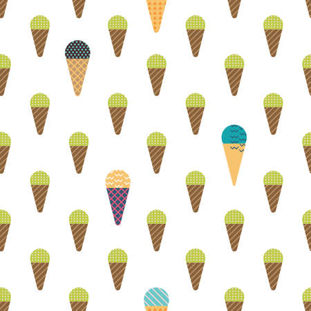 Ice-cream Seamless Pattern in Scandinavian Style for print, fabric and creative design. Vector illustrationのイラスト素材