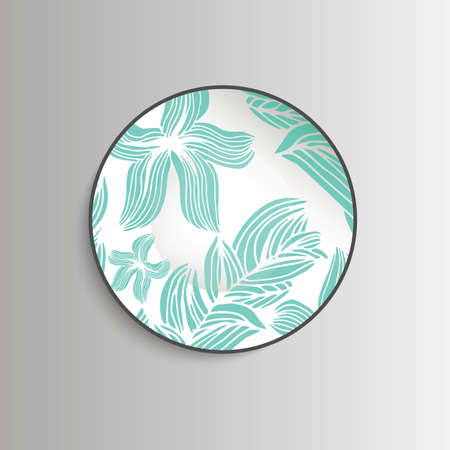 Plate with flowers - template for prints, fabric. Vector illustration.のイラスト素材