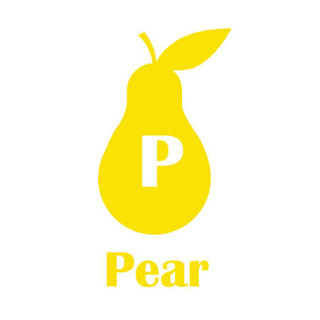Kids alphabet in flat style. P - Pear. Vector illustration for print, cards and creaive designのイラスト素材