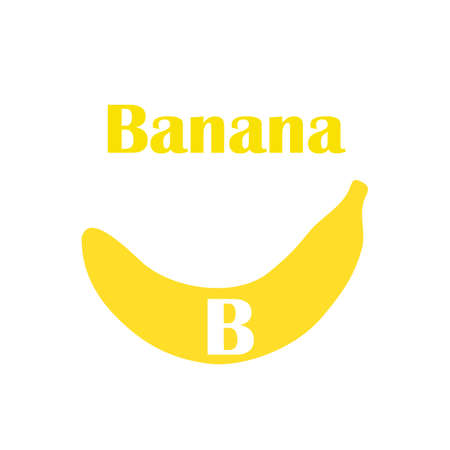 Kids alphabet in flat style. B - banana. Vector illustration for print, cards and creaive designのイラスト素材