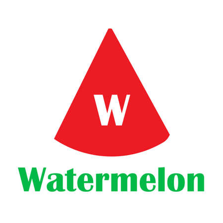 Kids alphabet in flat style. W - Watermelon. Vector illustration for print, cards and creaive designのイラスト素材