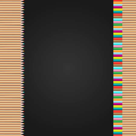 Color pencils on black background. Back to school concept for web, banners and creative design. Vector illustrationのイラスト素材