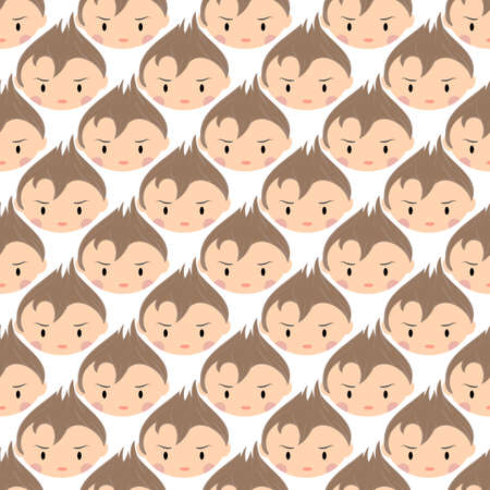 Kids character seamless pattern in flat style for web, print and creative design. Vector illustration.のイラスト素材