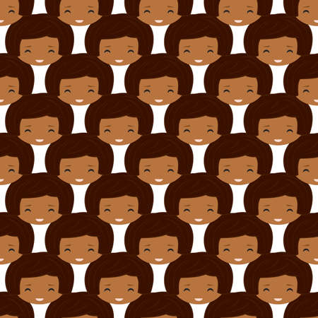 Kids character seamless pattern in flat style for web, print and creative design. Vector illustration.のイラスト素材