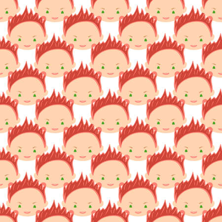 Kids character seamless pattern in flat style for web, print and creative design. Vector illustration.のイラスト素材