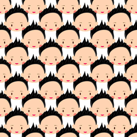 Kids character seamless pattern in flat style for web, print and creative design. Vector illustration.のイラスト素材