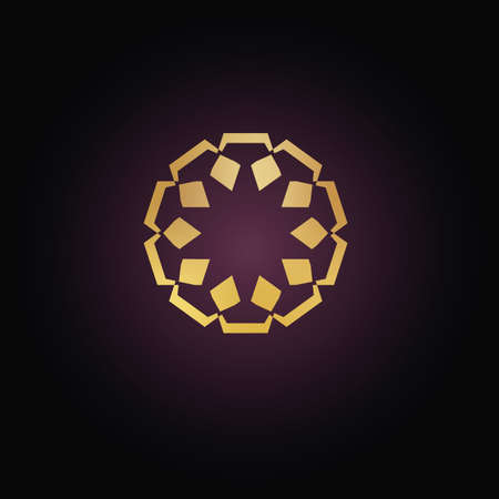 Arabic logo in golden style. Mandala for web, print and creative design. Vector illustration